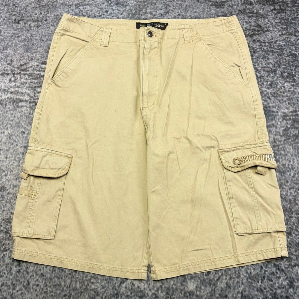Vintage Y2K Southpole Cargo Shorts Size 40 Tan Baggy Utility Skater Hip-Hop